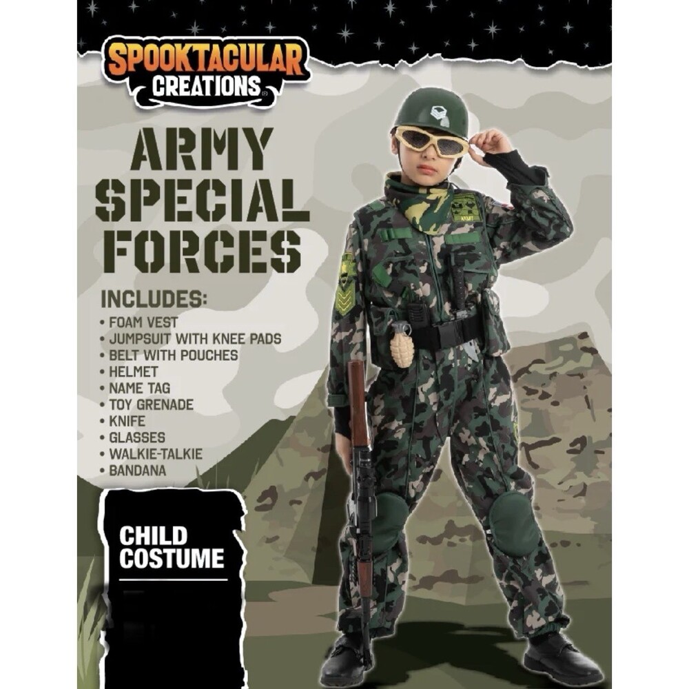 Army Costume Boys Soldier Tactical Gear Role Play Special Forces Boy Girl Sz 3T